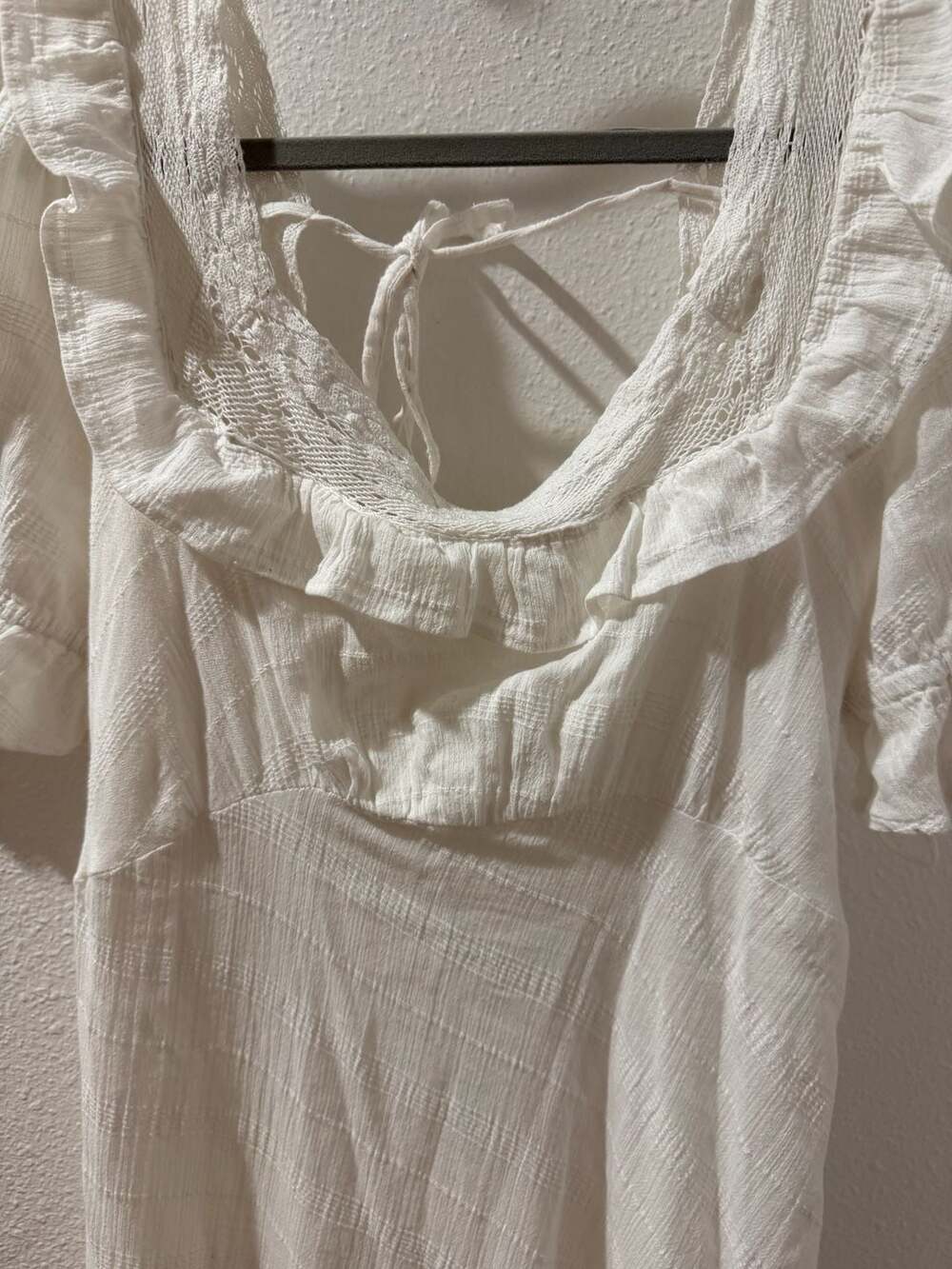Free People Midi Maxi Dress Size XL White Ruffle Cottagecore - Picture 9 of 12